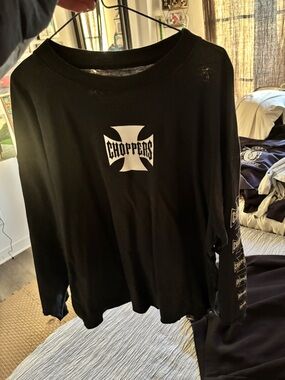 Choppers Black Long Sleeve Tee - Graphic Chest & Sleeve Print